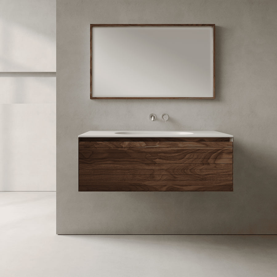 Nordale Real Walnut 1000mm Vanity Unit - Single Drawer with Single Basin