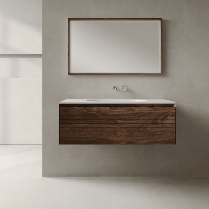Nordale Real Walnut 1000mm Vanity Unit - Single Drawer with Single Basin
