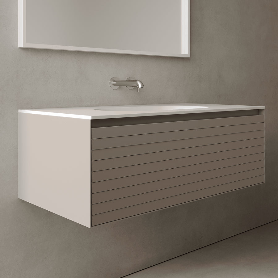 Nordale Taupe 1000mm Vanity Unit - Single Drawer with Single Basin