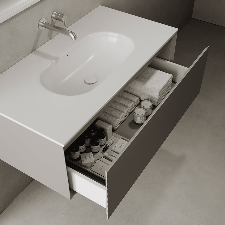 Nordale Stone Grey 1000mm Vanity Unit - Single Drawer with Single Basin