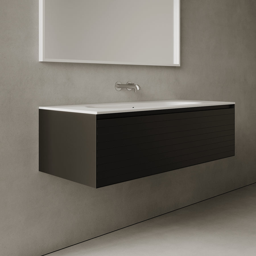 Nordale Silk Black 1200mm Vanity Unit - Single Drawer with Large Single Basin