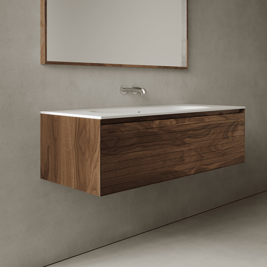 Nordale Real Walnut 1200mm Vanity Unit - Single Drawer with Large Single Basin
