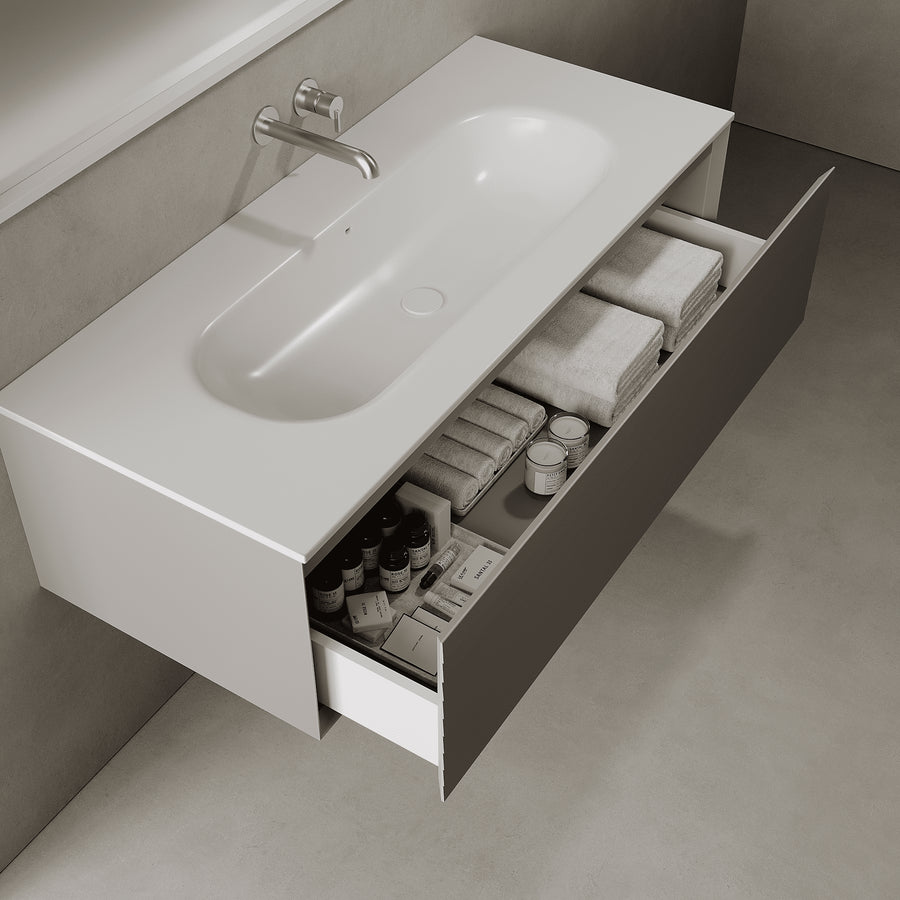 Nordale Stone Grey 1200mm Vanity Unit - Single Drawer with Large Single Basin