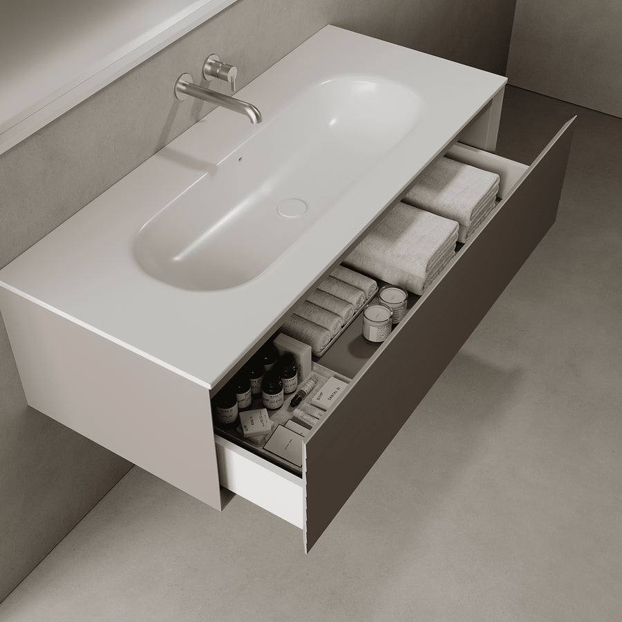 Nordale Taupe 1200mm Vanity Unit - Single Drawer with Large Single Basin
