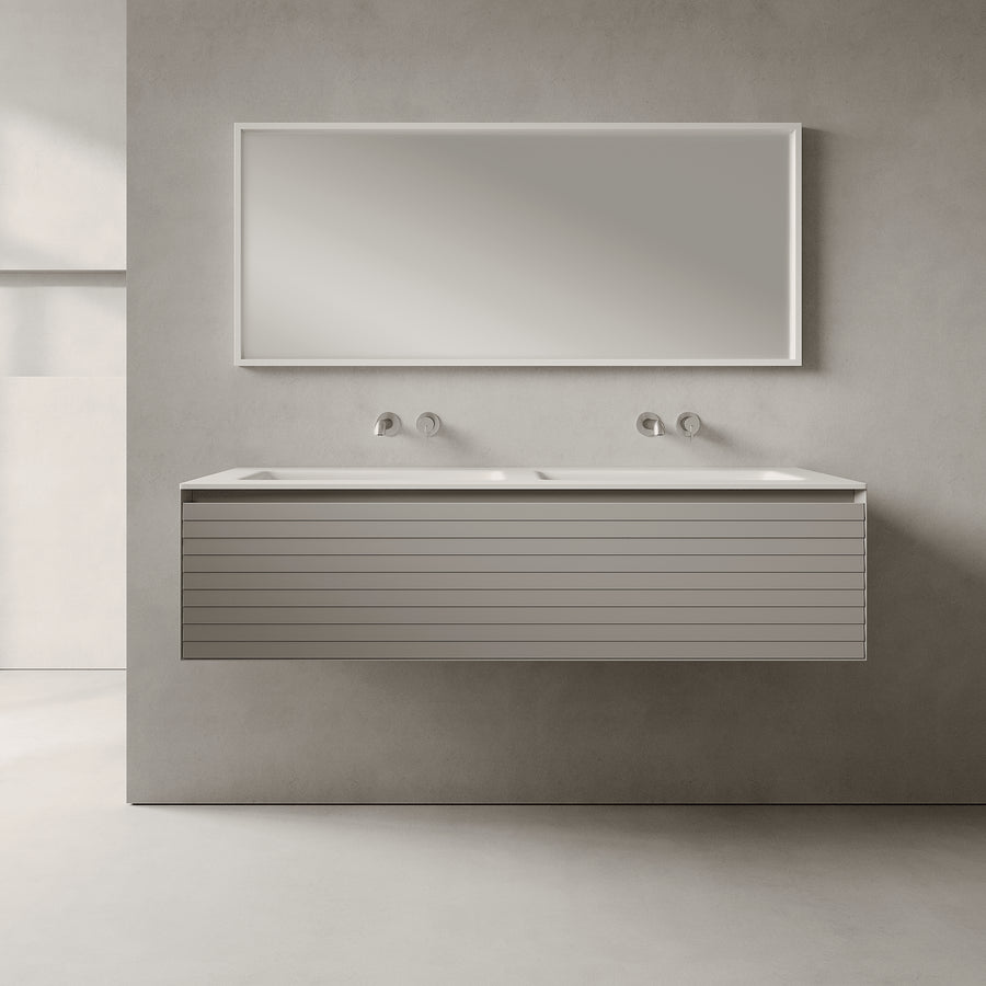 Nordale Stone Grey 1400mm Vanity Unit - Single Drawer with Double Basin