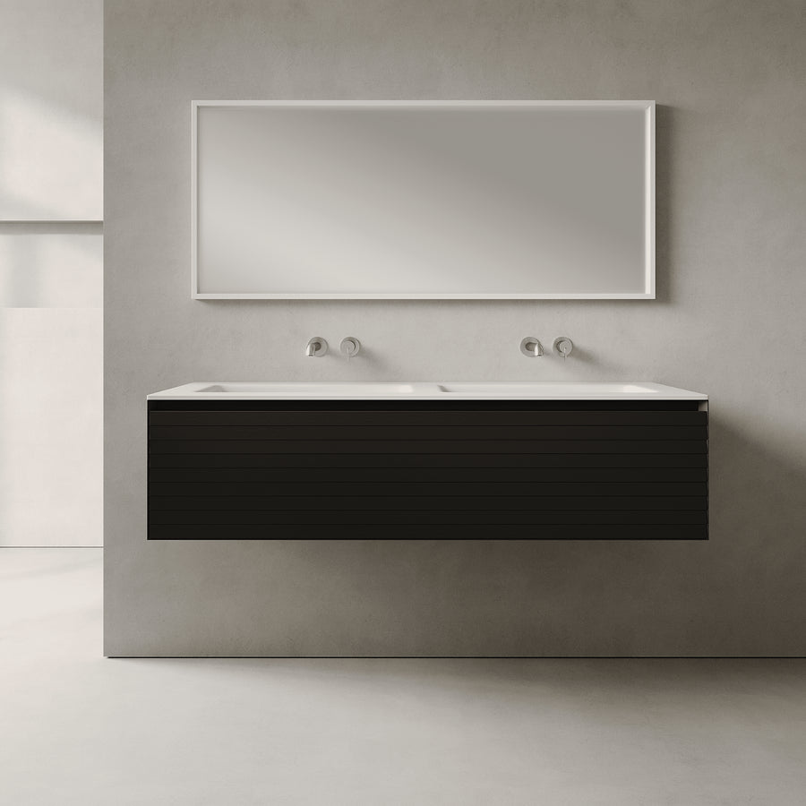 Nordale Silk Black 1400mm Vanity Unit - Single Drawer with Double Basin