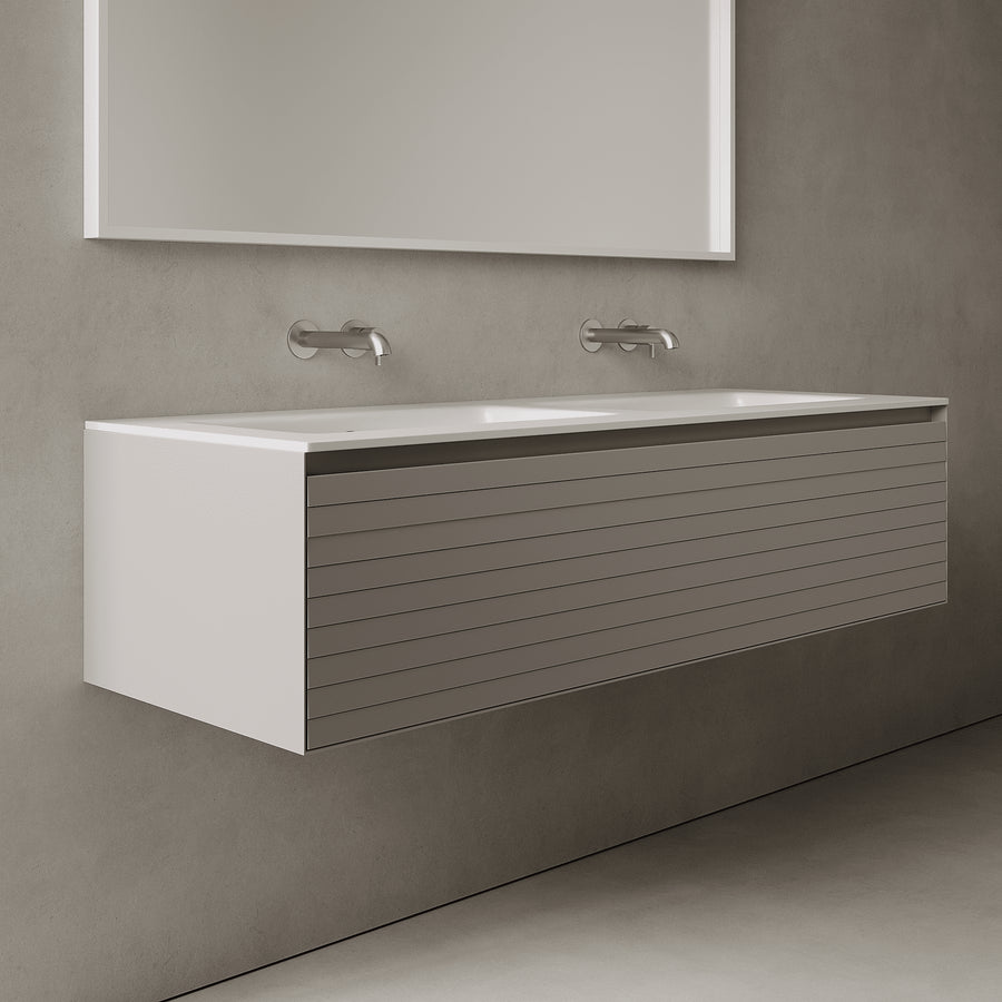 Nordale Stone Grey 1400mm Vanity Unit - Single Drawer with Double Basin