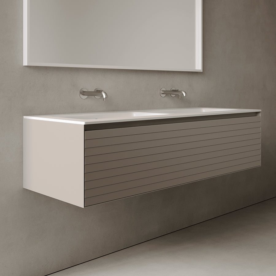 Nordale Taupe 1400mm Vanity Unit - Single Drawer with Double Basin