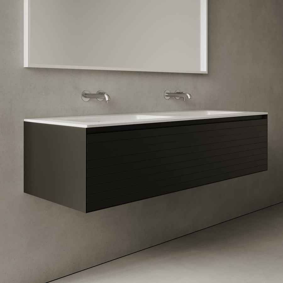 Nordale Silk Black 1400mm Vanity Unit - Single Drawer with Double Basin