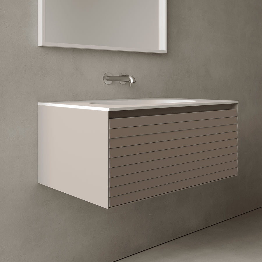 Nordale Taupe 800mm Vanity Unit - Single Drawer with Single Basin