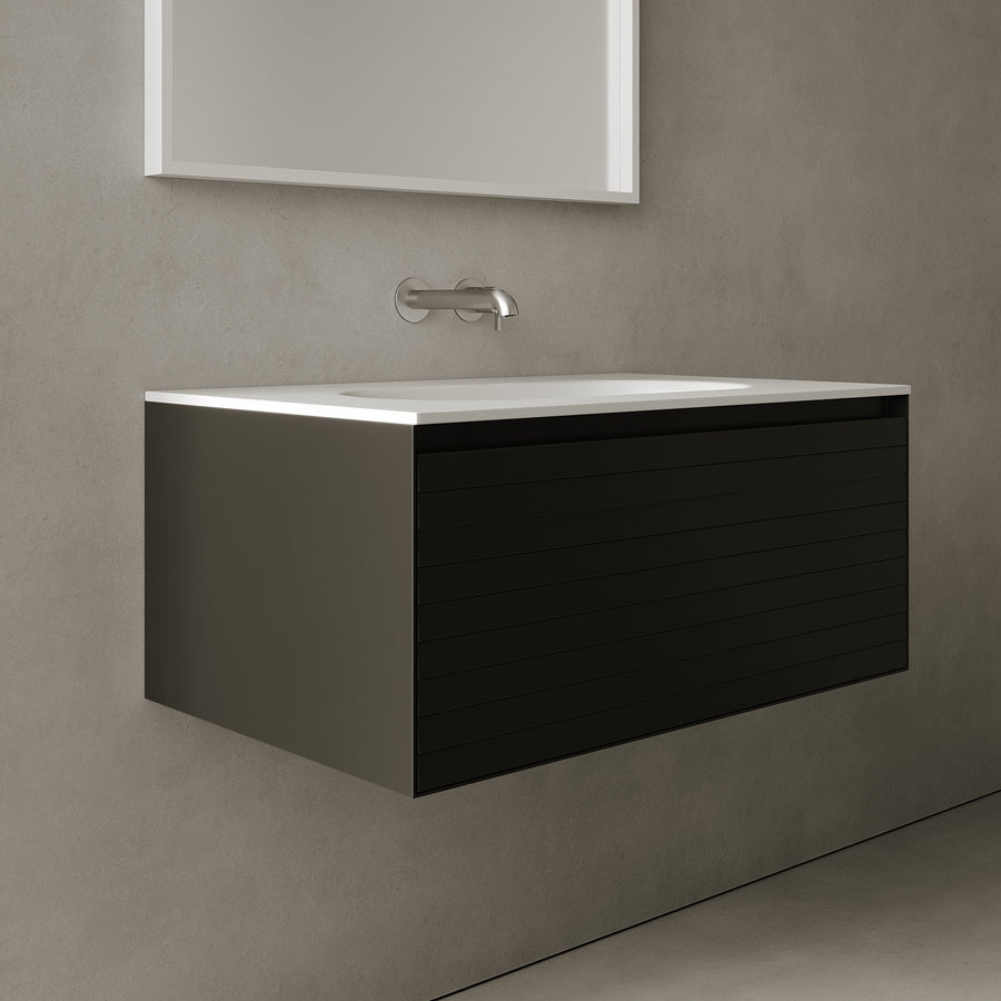 Nordale Silk Black 800mm Vanity Unit - Single Drawer with Single Basin
