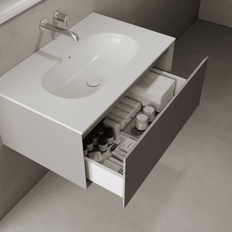 Nordale Stone Grey 800mm Vanity Unit - Single Drawer with Single Basin