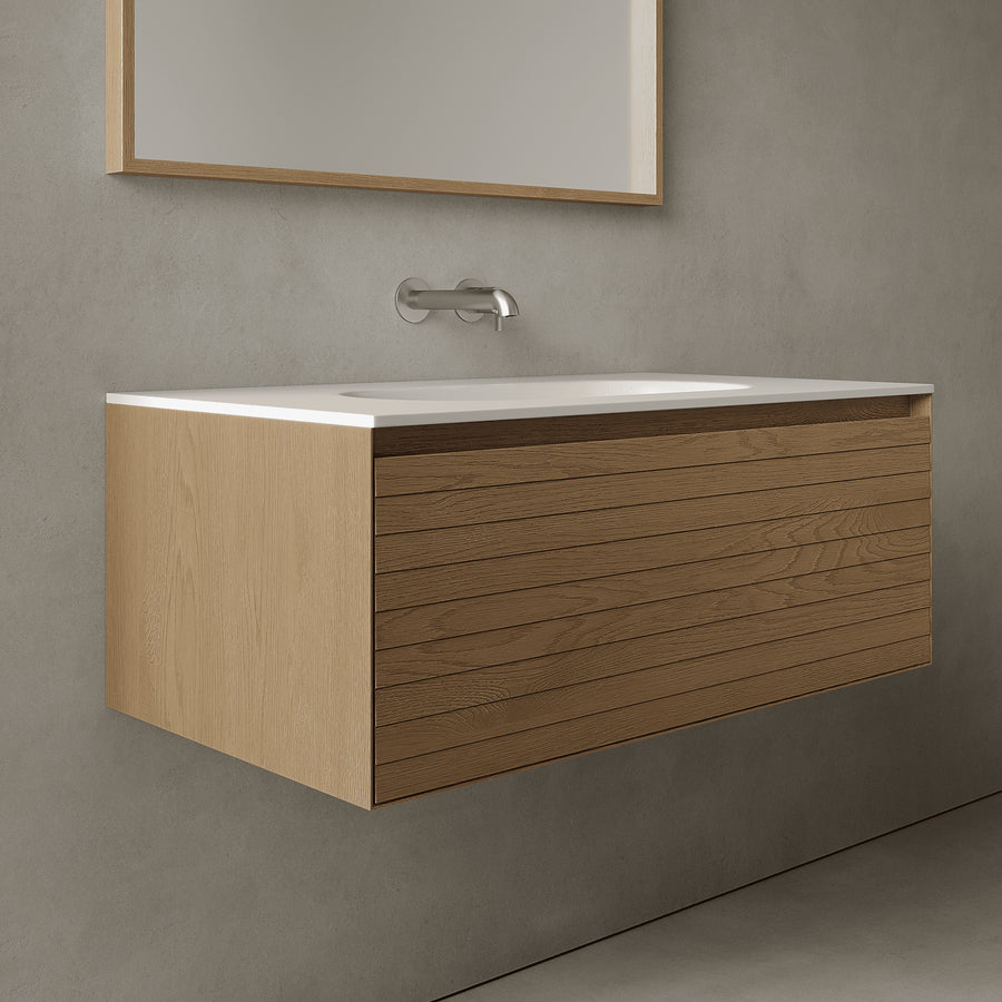 Nordale Real Oak 900mm Vanity Unit - Single Drawer with Single Basin