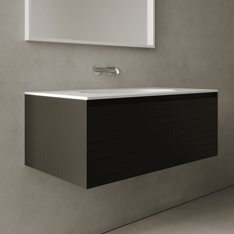 Nordale Silk Black 900mm Vanity Unit - Single Drawer with Single Basin