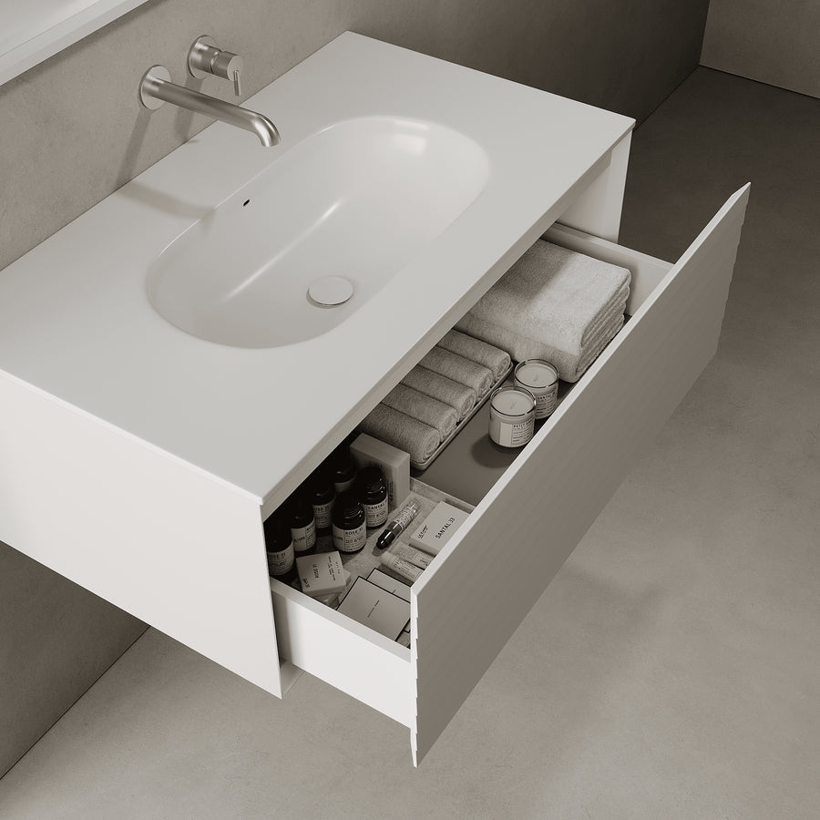 Nordale Snow White 900mm Vanity Unit - Single Drawer with Single Basin