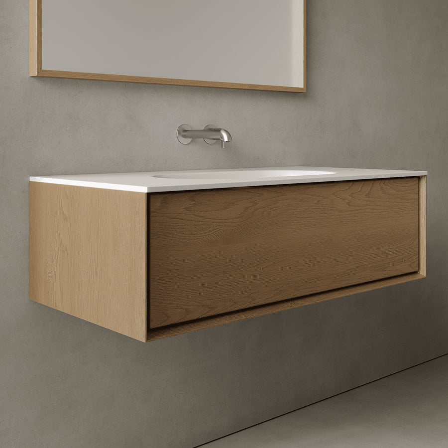 Valmere Real Oak 1000mm Vanity Unit - Single Drawer with Single Basin