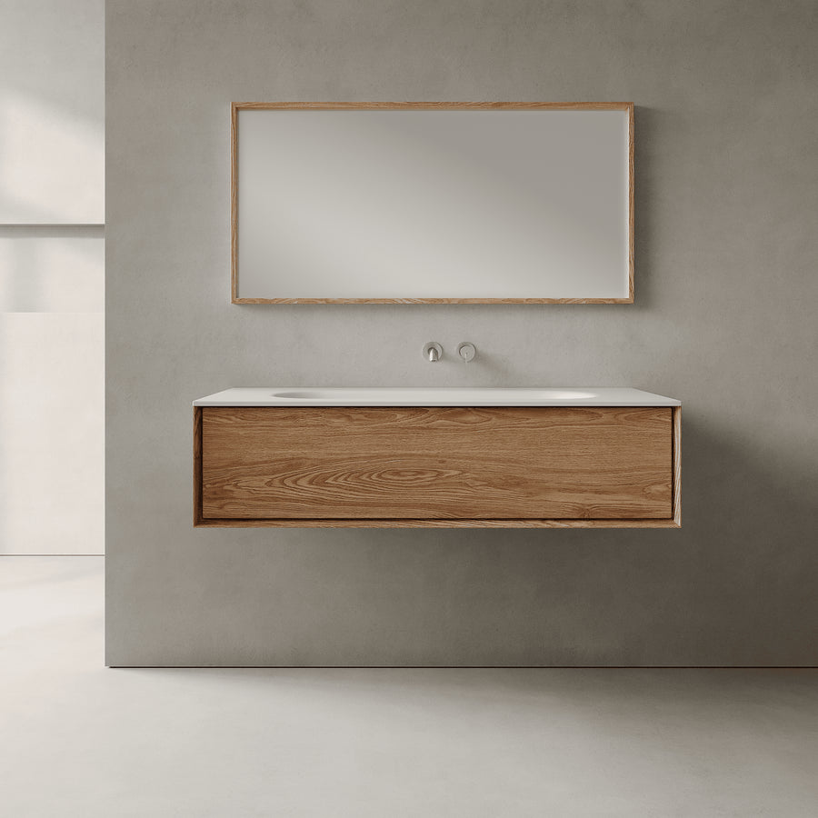 Valmere Honey Wood 1200mm Vanity Unit - Single Drawer with Large Single Basin