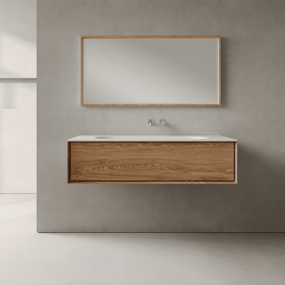 Valmere Honey Wood 1200mm Vanity Unit - Single Drawer with Large Single Basin