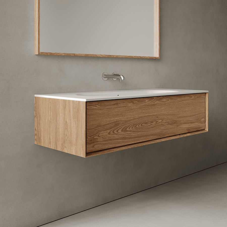 Valmere Honey Wood 1200mm Vanity Unit - Single Drawer with Large Single Basin