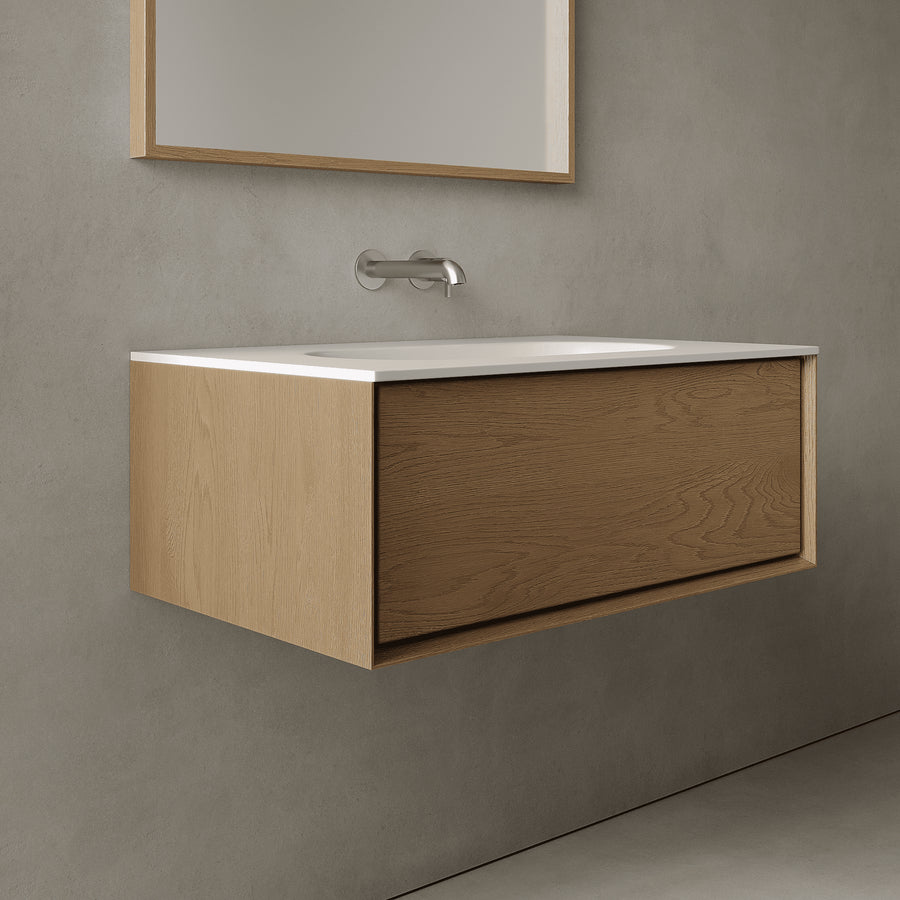 Valmere Real Oak 800mm Vanity Unit - Single Drawer with Single Basin