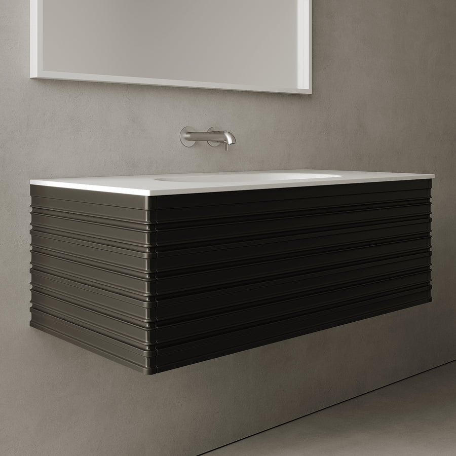 Rivara Silk Black 1000mm Vanity Unit - Single Drawer with Single Basin
