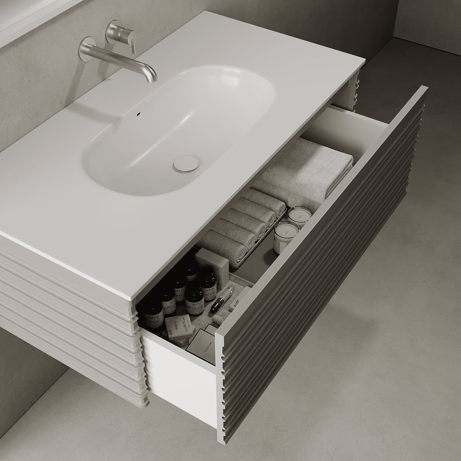 Rivara Stone Grey 1000mm Vanity Unit - Single Drawer with Single Basin