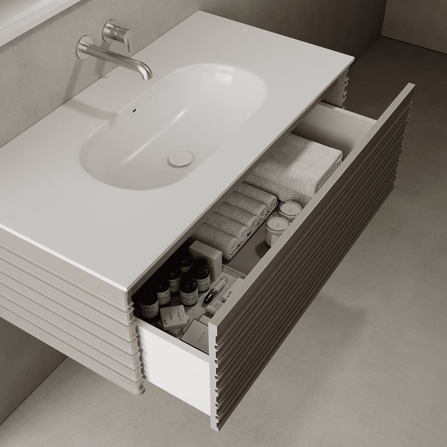 Rivara Taupe 1000mm Vanity Unit - Single Drawer with Single Basin