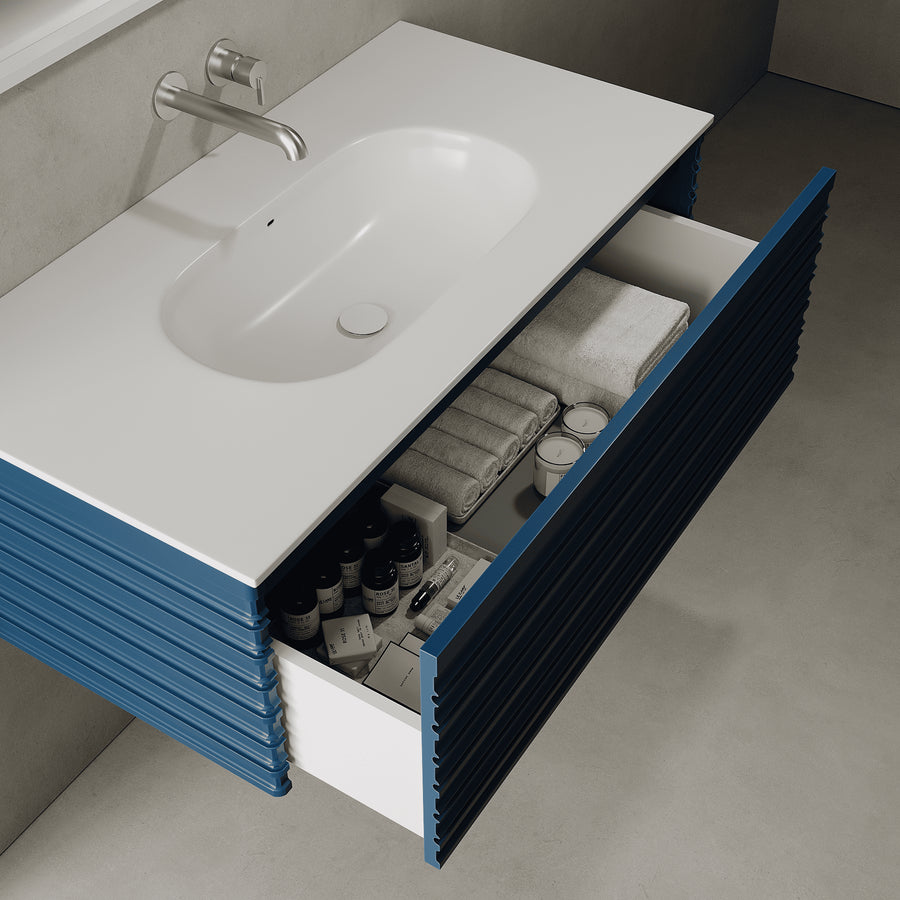 Rivara Ocean Blue 1000mm Vanity Unit - Single Drawer with Single Basin