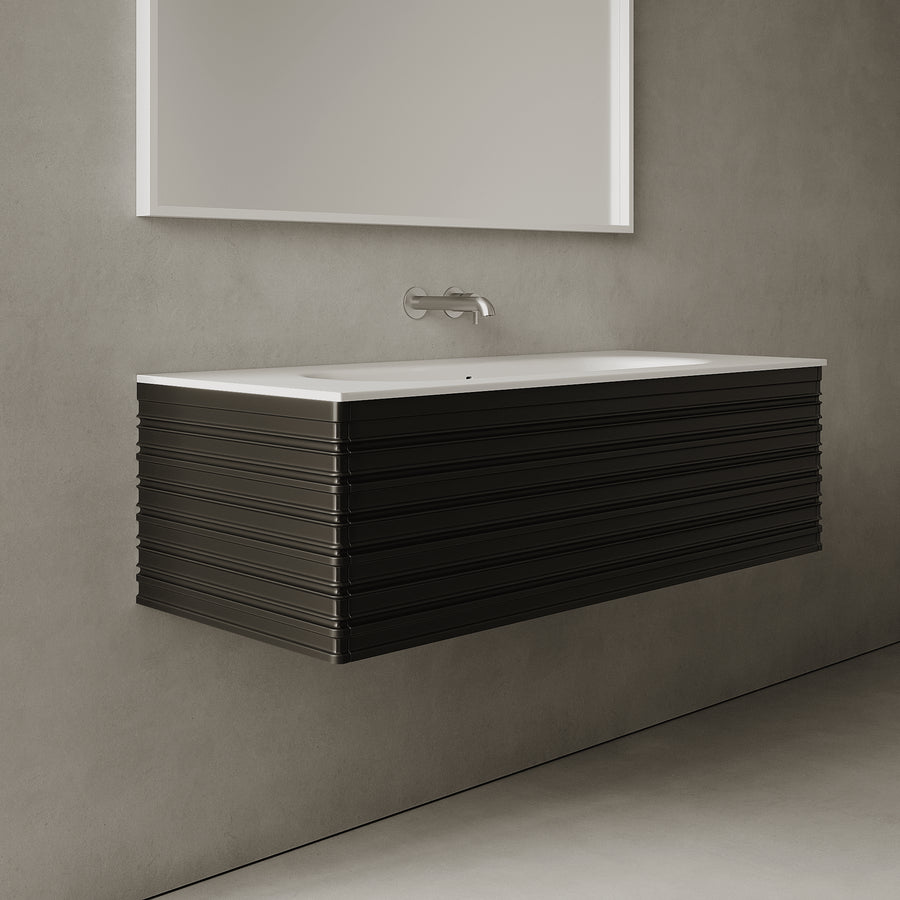 Rivara Silk Black 1200mm Vanity Unit - Single Drawer with Large Single Basin