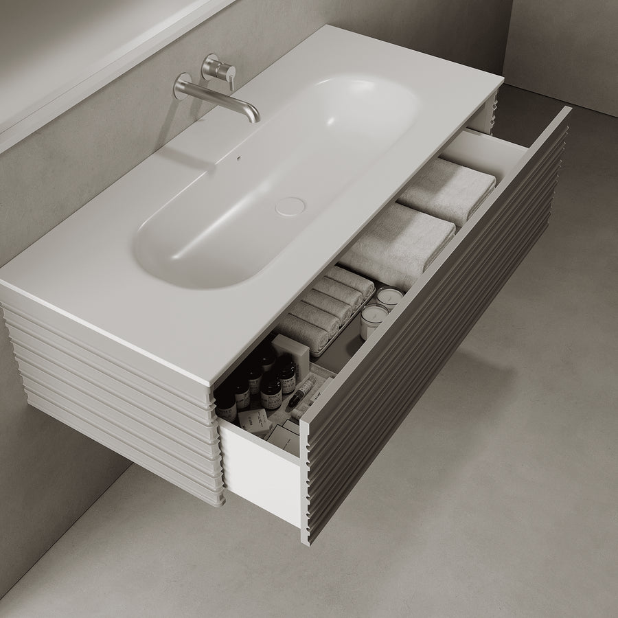 Rivara Stone Grey 1200mm Vanity Unit - Single Drawer with Large Single Basin