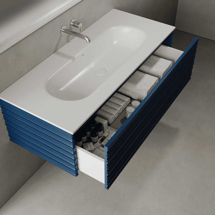 Rivara Ocean Blue 1200mm Vanity Unit - Single Drawer with Large Single Basin
