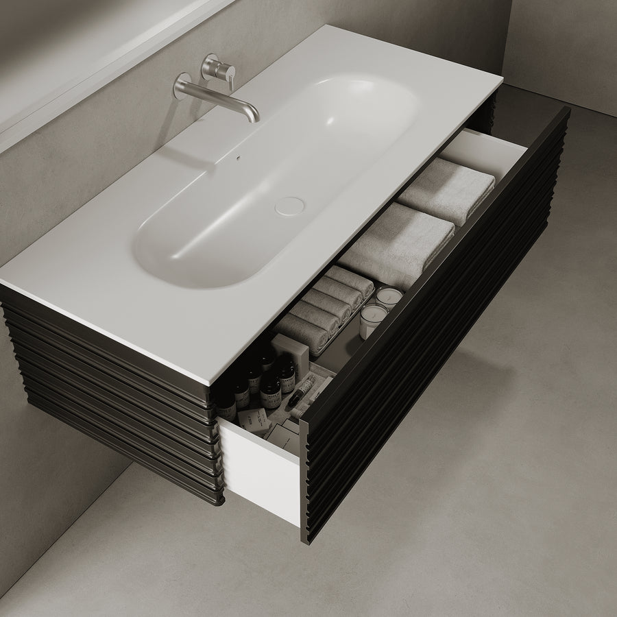 Rivara Silk Black 1200mm Vanity Unit - Single Drawer with Large Single Basin