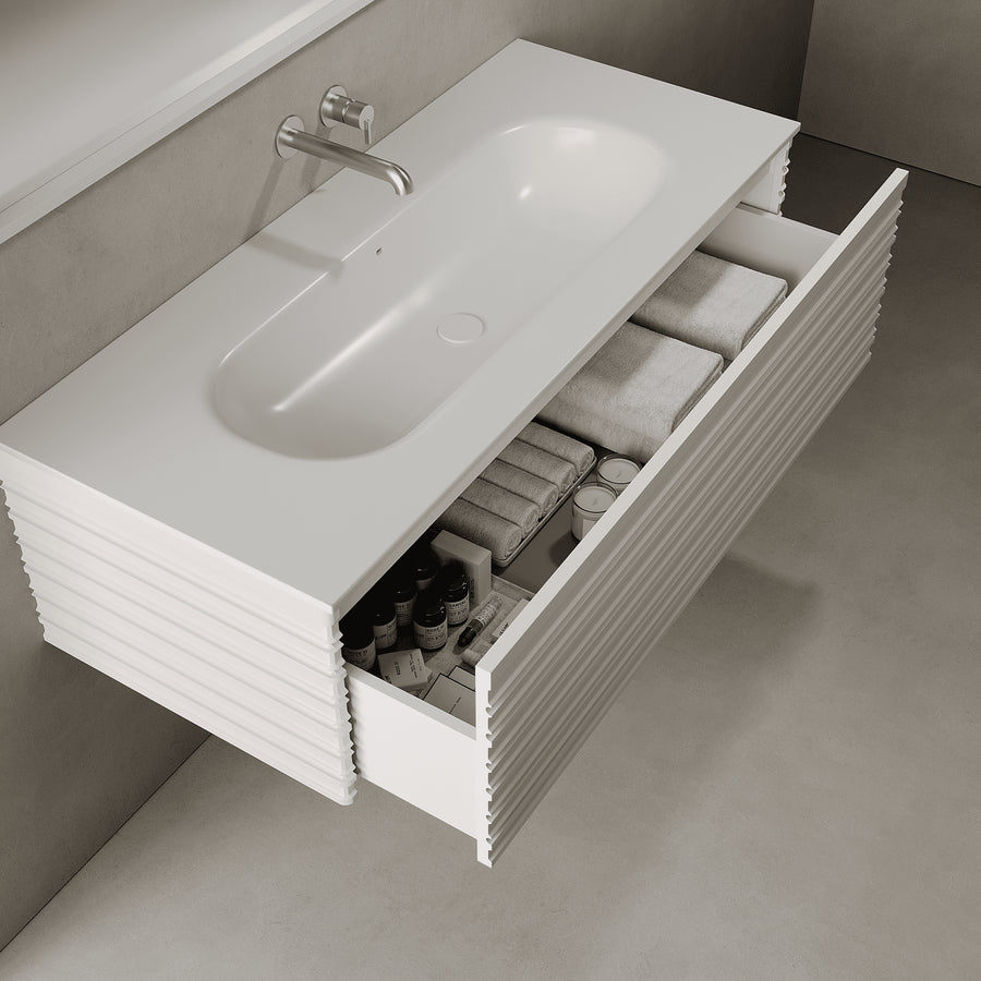 Rivara Snow White 1200mm Vanity Unit - Single Drawer with Large Single Basin