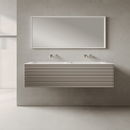 Rivara Taupe 1400mm Vanity Unit - Single Drawer with Double Basin