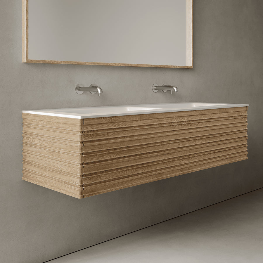 Rivara Real Ash 1400mm Vanity Unit - Single Drawer with Double Basin