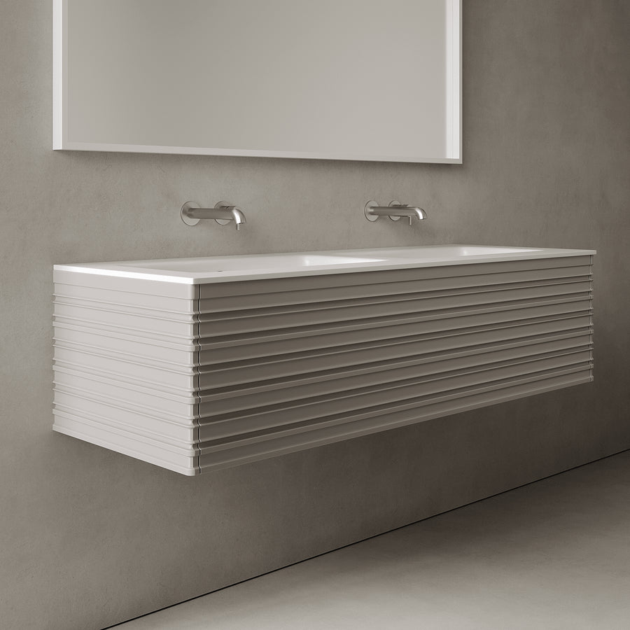 Rivara Stone Grey 1400mm Vanity Unit - Single Drawer with Double Basin