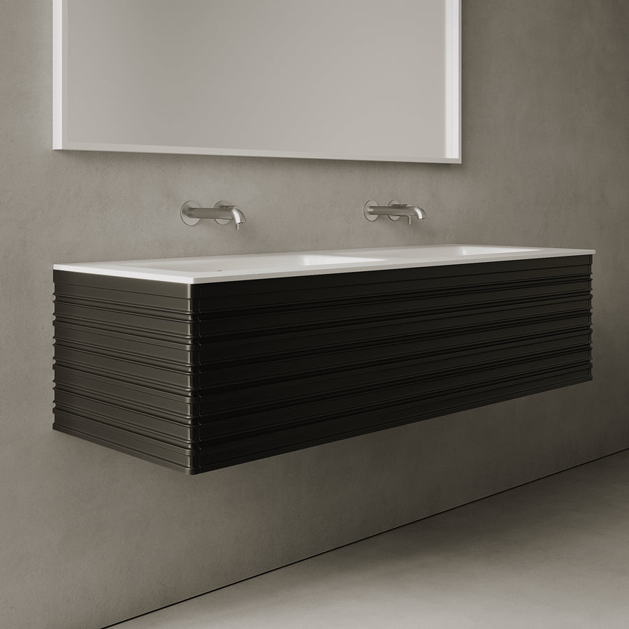 Rivara Silk Black 1400mm Vanity Unit - Single Drawer with Double Basin