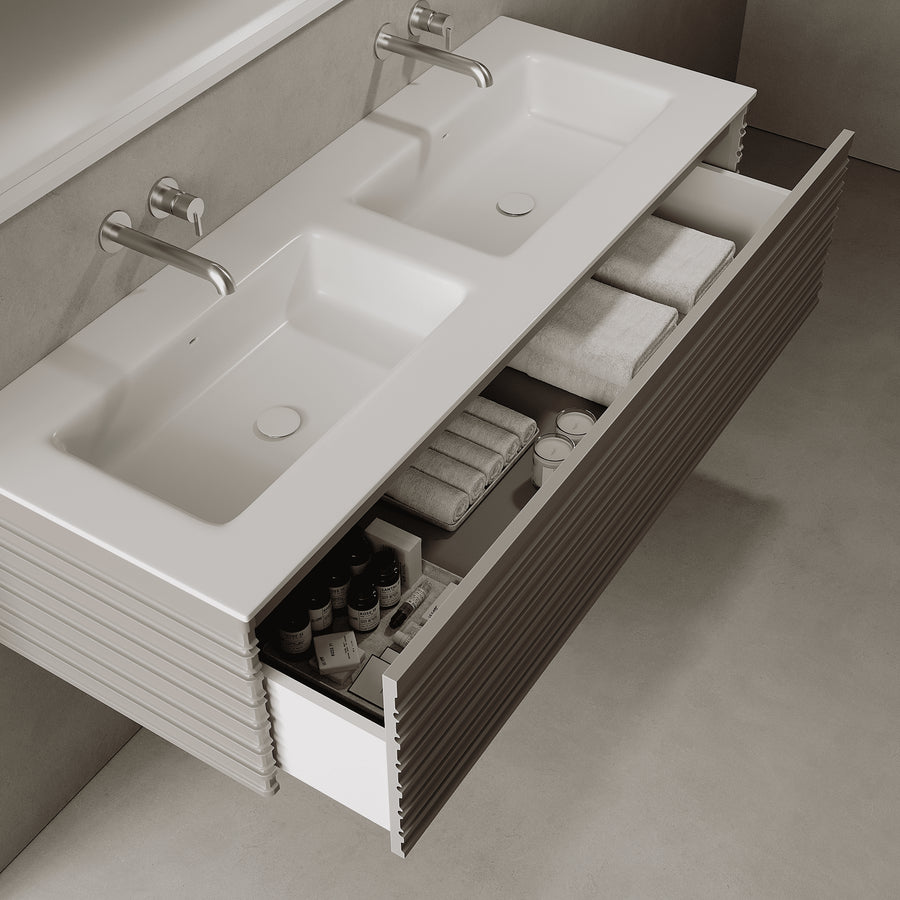 Rivara Taupe 1400mm Vanity Unit - Single Drawer with Double Basin