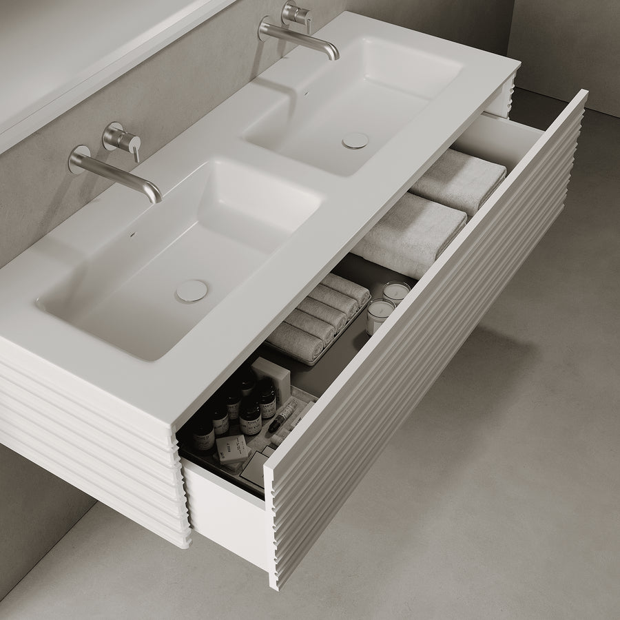 Rivara Snow White 1400mm Vanity Unit - Single Drawer with Double Basin