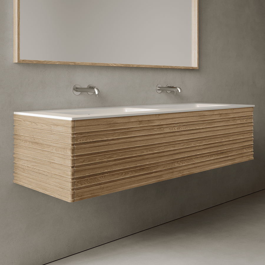 Rivara Real Ash 1500mm Vanity Unit - Single Drawer with Double Basin