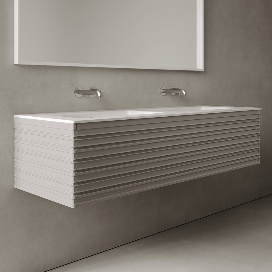 Rivara Stone Grey 1500mm Vanity Unit - Single Drawer with Double Basin