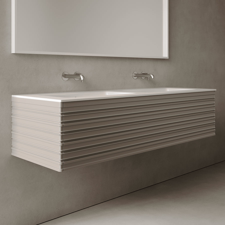Rivara Taupe 1500mm Vanity Unit - Single Drawer with Double Basin