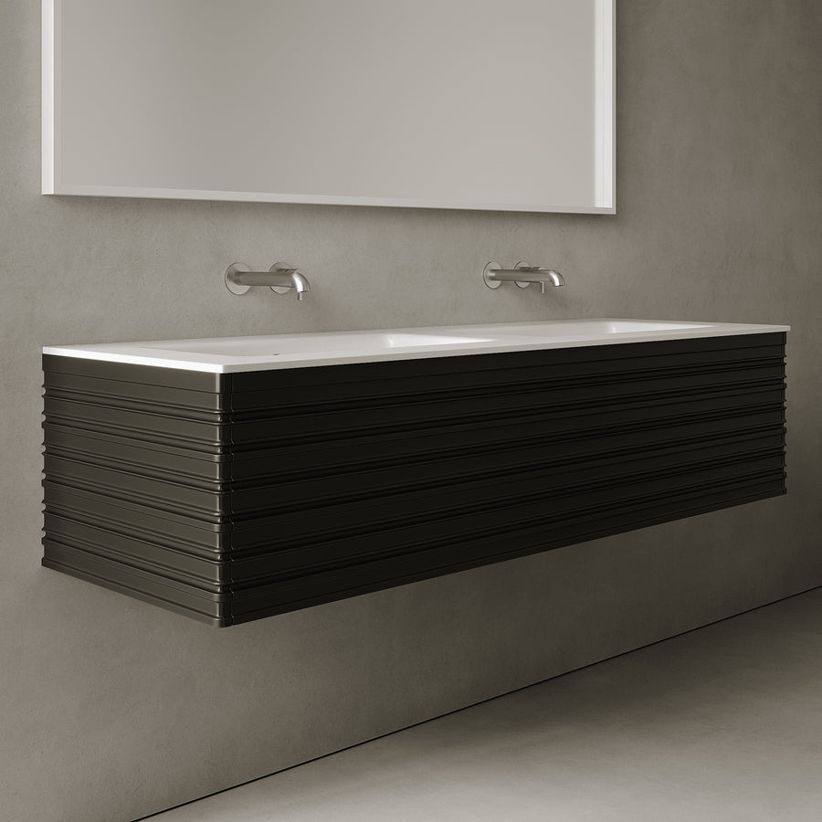Rivara Silk Black 1500mm Vanity Unit - Single Drawer with Double Basin