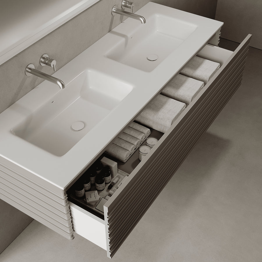 Rivara Taupe 1500mm Vanity Unit - Single Drawer with Double Basin