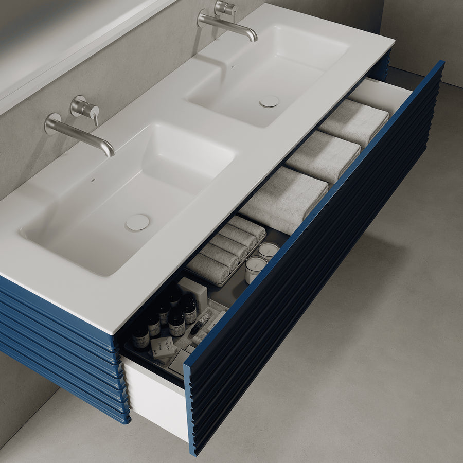 Rivara Ocean Blue 1500mm Vanity Unit - Single Drawer with Double Basin