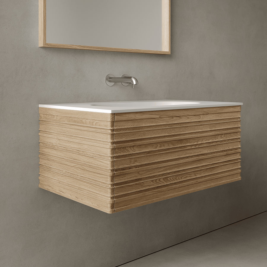 Rivara Real Ash 800mm Vanity Unit - Single Drawer with Single Basin