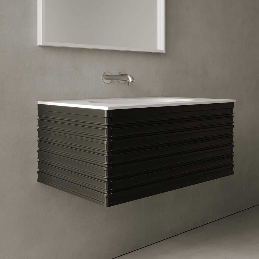 Rivara Silk Black 800mm Vanity Unit - Single Drawer with Single Basin