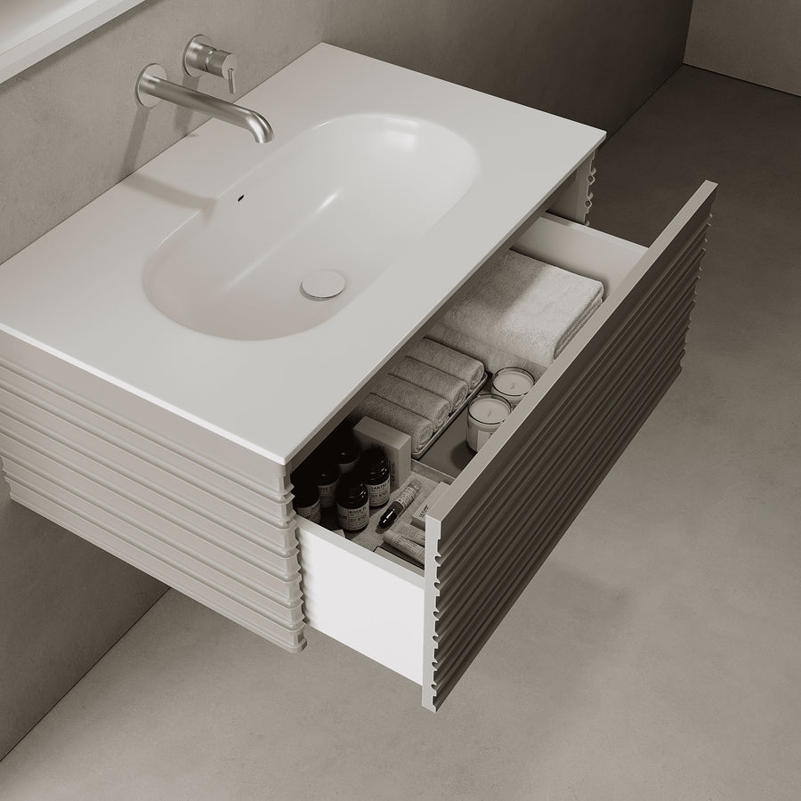 Rivara Taupe 800mm Vanity Unit - Single Drawer with Single Basin