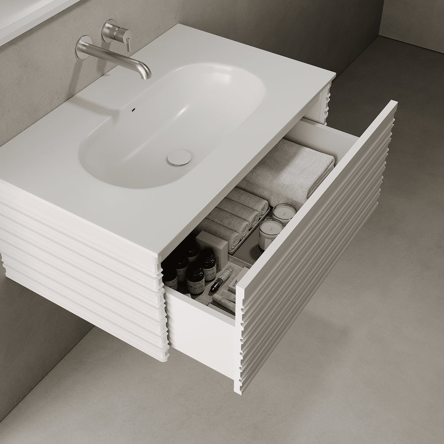 Rivara Snow White 800mm Vanity Unit - Single Drawer with Single Basin