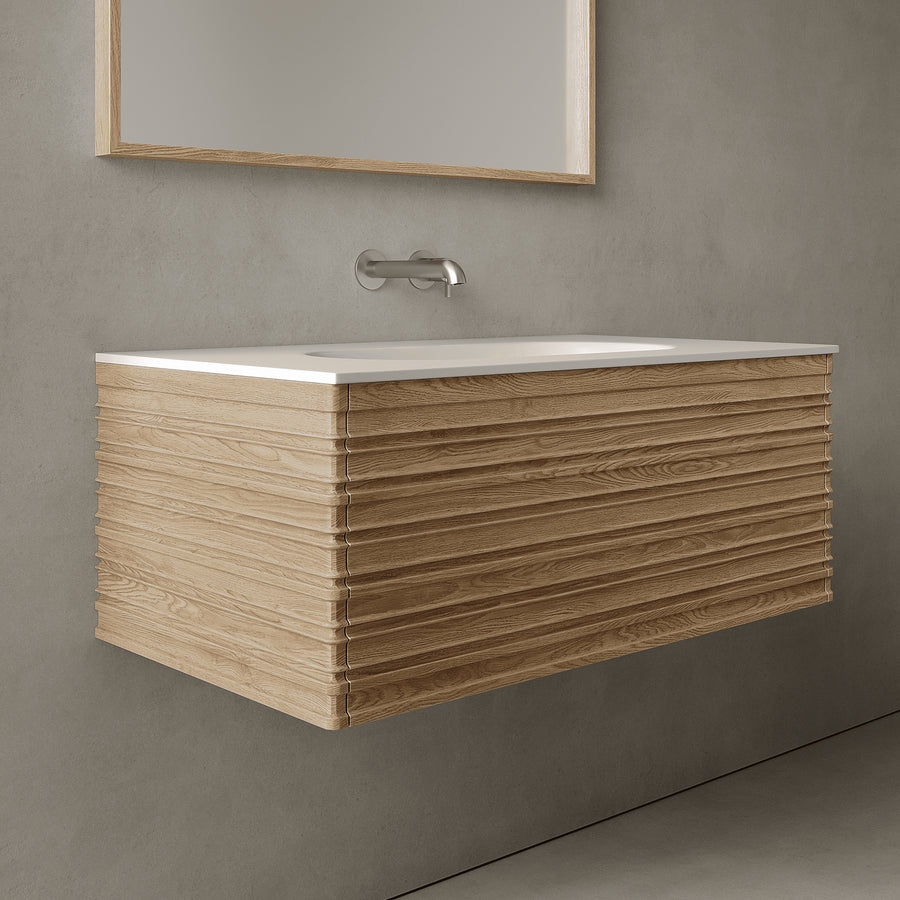 Rivara Real Ash 900mm Vanity Unit - Single Drawer with Single Basin